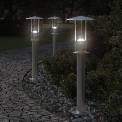 Lampă exterioară de podea, argintiu, 60 cm, oțel inoxidabil foto