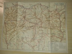 harta turistica olt - timis - anii &#039;60 -&#039;70 - dimensiuni 51 / 39 cm
