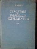 CERCETARI DE EMBRIOLOGIE EXPERIMENTALA - B.MENKES VOL I