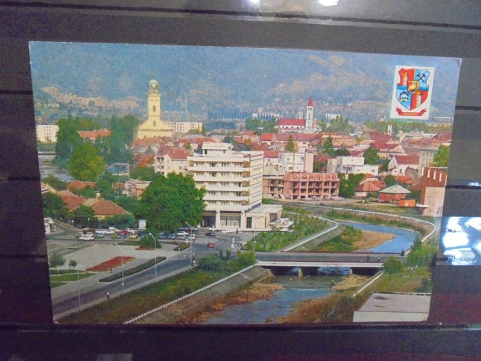 R.S.R. - BAIA MAARE - VEDERE DIN ORAS, DREAPTA SUS STEMA ORASULUI - CIRCULATA, TIMBRAATA -