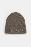HUGO căciulă de l&acirc;nă culoarea negru, de l&acirc;nă, din țesătură unia, 50527804