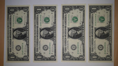 Set de 4 bancnote de 1$,serii consecutive foto