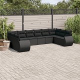 Cumpara ieftin Set canapele de grădină cu perne, 10 piese, negru, poliratan