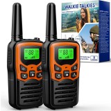 Cumpara ieftin Set 2x Statii Radio Portabila Walkie Talkie TECHNOVICI, 22 Canale FRS, Raza 5 KM, Portocaliu/Negru