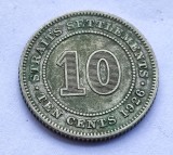 379. Moneda Straits Settlements 10 cents 1926 - (Argint 0.600)