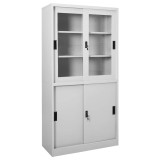 Cumpara ieftin Dulap de birou cu usa glisanta, gri deschis, 90x40x180 cm, otel