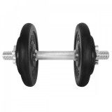Gantera 15 kg, set 4 discuri, argintiu/negru, din otel, 35x22x22cm