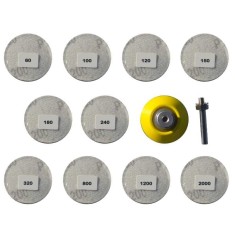 Set discuri abrazive pentru masini de gaurit si insurubat Troy 25930, O50 mm, granulatie P60-P2000, 100 piese
