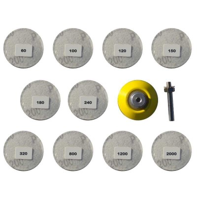 Set discuri abrazive pentru masini de gaurit si insurubat Troy 25930, O50 mm, granulatie P60-P2000, 100 piese foto