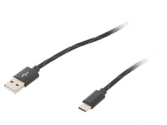Cablu USB 2.0 USB-A la USB-C 2.5m Negru Textila foto