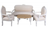 Set baroc din lemn alb cu tapiterie alba CAT381B01, Sufragerii si mobilier salon