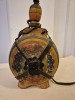 Plosca Lemn Pictata Sec XIX cu Ham Piele, Model Floral, Colectie, 32cm