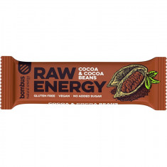 Baton energizant Raw Energy cu cacao si boabe de cacao, 50g Bombus