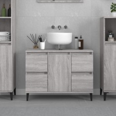 vidaXL Dulap de chiuvetă, gri sonoma, 80x33x60 cm, lemn prelucrat 821282