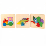 Set 3 ​Puzzle din lemn, animalute, 7Toys