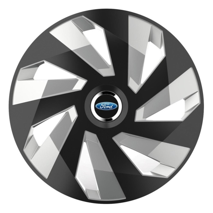 Set 4 Capace Roti, potrivite jantelor de R16, pentru Ford, model vector black and silver