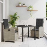 vidaXL Set de masă pentru grădină 3 pcs Gri deschis poliratan 3380295