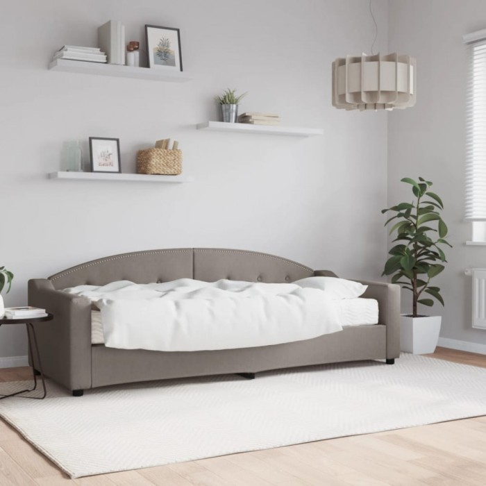 vidaXL Pat de zi cu saltea, gri taupe, 80x200 cm, textil 3197510