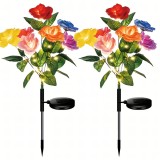 Cumpara ieftin Set 2 lampi solare decorative multicolore 71 cm, model buchet de trandafiri cu LED