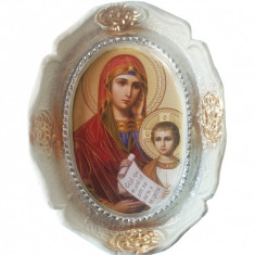 Aplica de perete decorativa, Fecioara Maria si pruncul Isus, Alb, 30 cm, 8914EX-1