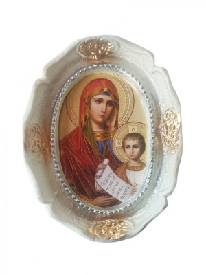Aplica de perete decorativa, Fecioara Maria si pruncul Isus, Alb, 30 cm, 8914EX-1 foto