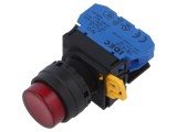 Comutator acţionat prin apăsare roşu 22mm