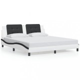 vidaXL Cadru de pat cu tăblie alb și negru 180x200cm piele artificială