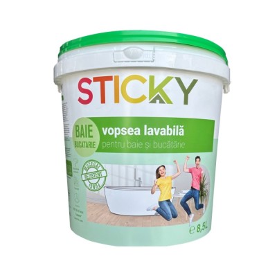 Vopsea lavabila interior, Sticky, baie si bucatarie, alba, 8.5 L foto