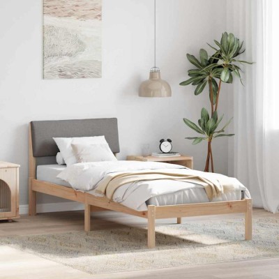 vidaXL Cadru de pat Maroniu și taupe 80 x 200 cm Lemn masiv de pin 878572 foto