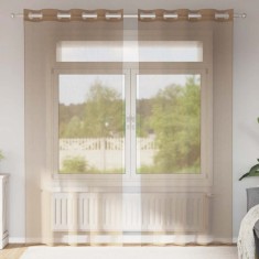 vidaXL Perdele Voile cu Oeje 2 buc Maro Deschis 4102128