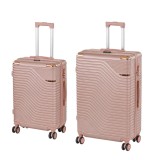Set 2 Valize Rigide Leziter TraveLux Urban XI Roz-Auriu | Medie 68cm (60L) &amp; Mare 76cm (100L) | ABS, Roti Duble 360&deg;