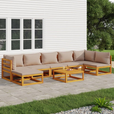vidaXL Set mobilier de grădină cu perne gri taupe, 8 piese, lemn masiv foto