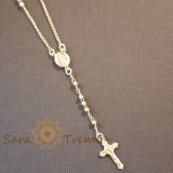 Cumpara ieftin Colier placat cu aur , perle aurii si cruciulita pe lant decorativ