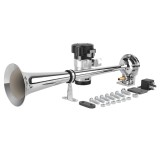 Claxon Camion SEGER 24V, 1 Goarna Cromata, Compresor Inclus, 115dB, Negru/Rosu