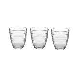 Set 3 Pahare din sticla, 255 ml, Transparent cu dungi, 8x9 cm, ATU-083306, Oem
