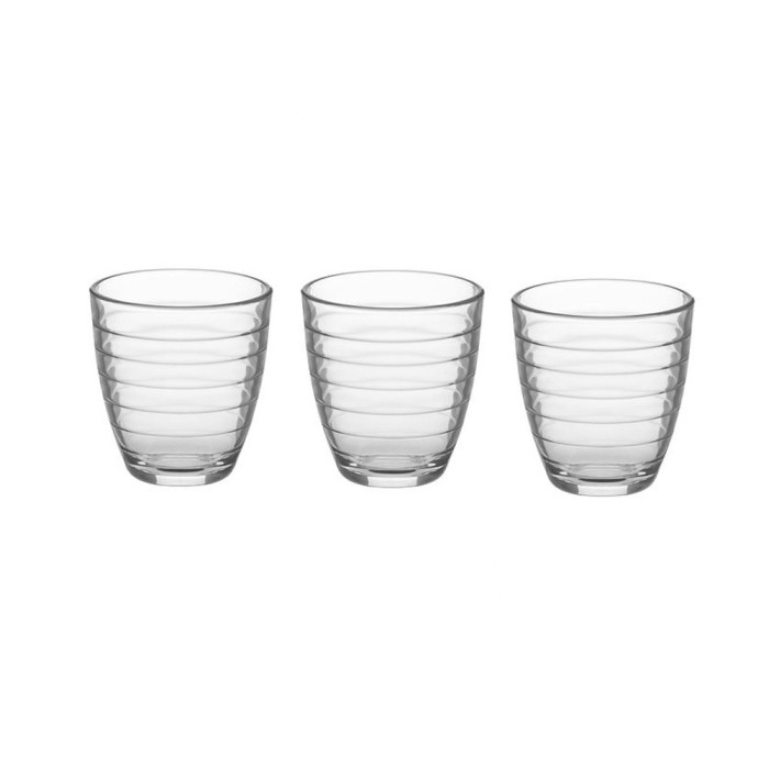Set 3 Pahare din sticla, 255 ml, Transparent cu dungi, 8x9 cm, ATU-083306