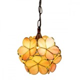 Cumpara ieftin Lustra din fier maro si sticla roz Tiffany, 40W, &Oslash; 25 cm x 90 h