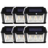 Set 6 x lampa solara de exterior cu 3 becuri , 3 moduri de functionare, senzori de miscare si lumina, stare de veghe, lumina calda, waterproof, 38W, n