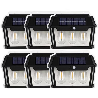 Set 6 x lampa solara de exterior cu 3 becuri , 3 moduri functionare, senzori de miscare/lumina foto