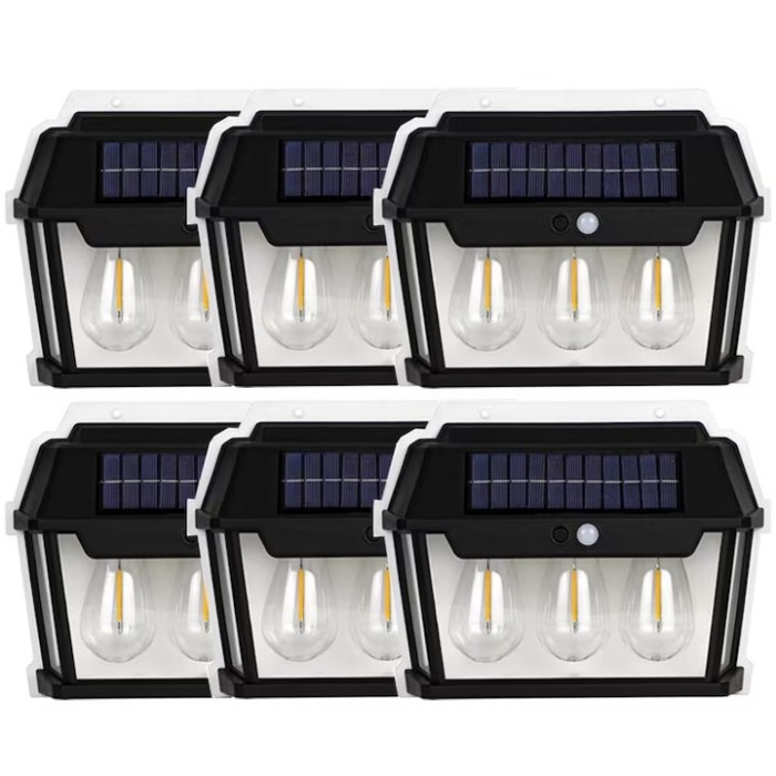 Set 6 x lampa solara de exterior cu 3 becuri , 3 moduri functionare, senzori de miscare/lumina