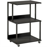 HOMCOM Suport pentru Imprimantă cu 3 Niveluri, Tavă Industrială Metalică pentru Birou, Negru | Aosom Romania