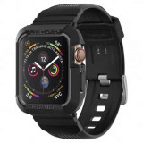 Cumpara ieftin Husa + Curea Ceas Apple Watch 4 5 6 7 8 SE (44mm 45mm) Spigen Rugged Armor Pro Negru