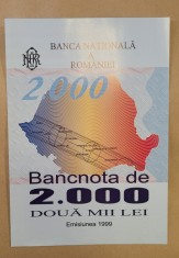 Pliant BNR Bancnota 2000 lei 1999 Eclipsa de soare