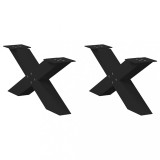 VidaXL Picioare pentru măsuță de cafea &icirc;n formă de X, 2 buc., negru, 70x(30-31) cm, oțel