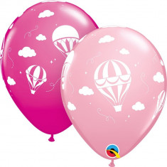 Baloane latex 11&amp;#039;&amp;#039;/28 cm Pink Hot Air Balloons, Qualatex 86559 foto