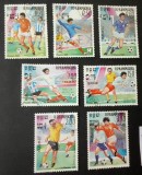 Serie completă Cambodgia (R.P. Kampuchea) 1985 &ndash; Campionatul Mondial de Fotbal Mexic '86, 7 timbre ștampilate -A40