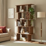 Biblioteca G&auml;ljami cu 5 polite, finisaj nuc, 180x100x35 cm