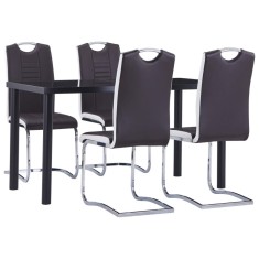Gossi set mobilier de bucatarie, 5 piese, maro, piele ecologica