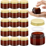 Borșuri cosmetice din sticlă ambră de 50ml cu 16 capace din aluminiu, refăcute &ndash; Ambră 50ml 16 buc