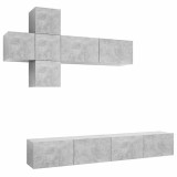 Cumpara ieftin Set de dulapuri TV, 7 piese, gri beton, lemn prelucrat
